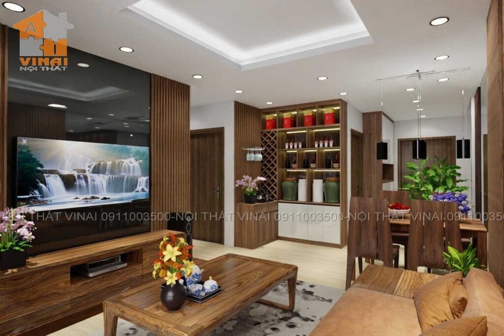 Nội thất phòng khách chung cư VCI căn 2n-2vs-2