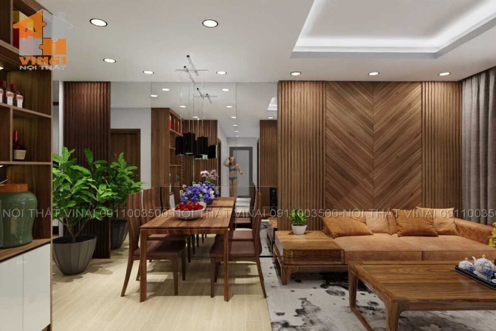 Nội thất phòng khách chung cư VCI căn 2n-2vs-4