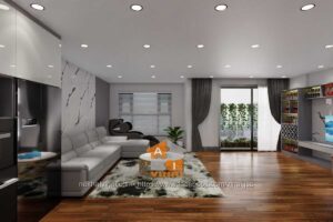 Nội thất phòng khách chung cư VCI căn ghép 5+6 tòa B-1