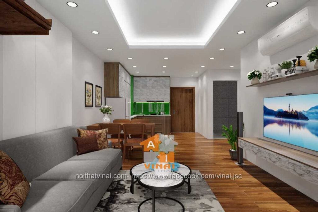 Nội thất phòng khách chung cư VCI Tower căn B607-1PN-2