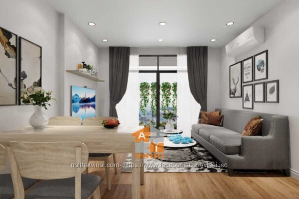 Nội thất phòng khách chung cư Vinhomes Smart City căn I4-2218-2