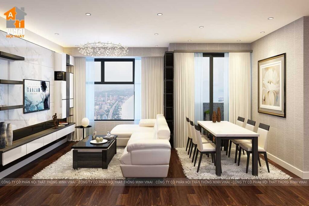 Nội thất phòng khách chung cư VP4 Linh Đàm căn 9024PN-1