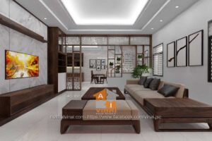 Nội thất phòng khách nhà lô tại Nam Viêm- Phúc Yên-1