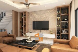 Nội thất phòng khách nhà ống 4x13m-1