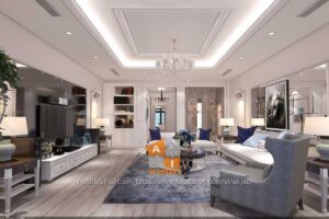 Nội thất tân cổ điển phòng khách shophouse Vĩnh Yên Center City-1