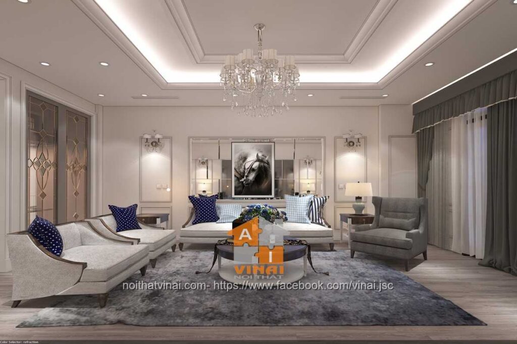 Nội thất tân cổ điển phòng khách shophouse Vĩnh Yên Center City-4