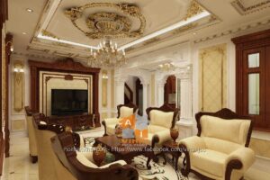 Nội thất tân cổ điển phòng khách biệt thự Nam Đầm Vạc Vĩnh Yên-1