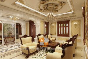 Nội thất tân cổ điển phòng khách biệt thự Nam Đầm Vạc Vĩnh Yên-2