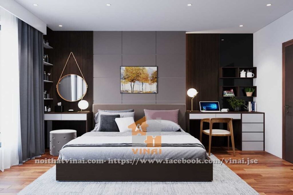 Nội thất phòng ngủ chung cư Ecohome Đông Ngạc căn IA20-1