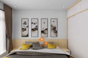 Nội thất phòng ngủ 1 chung cư Vinhomes Ocean Park Gia Lâm căn 2 ngủ-1