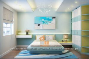 Nội thất phòng ngủ 1 chung cư VP5 Linh Đàm căn góc 2 ngủ-1