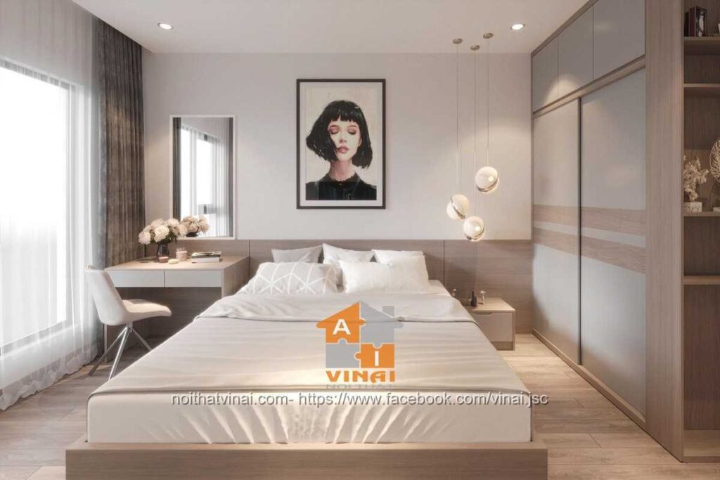 Nội thất phòng ngủ 2 chung cư CT8 Đình Thôn căn E1-301-1