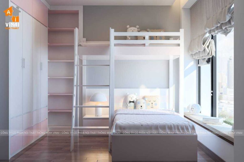 Nội thất phòng ngủ bé gái chung cư Eco Green Nguyễn Xiển căn 1210-1