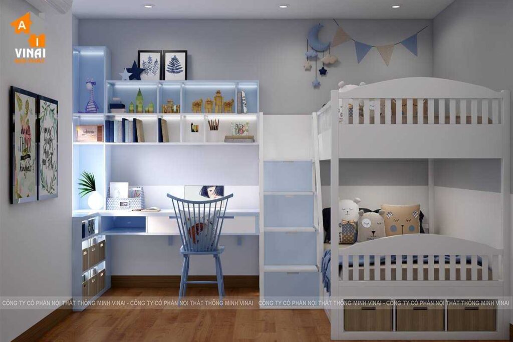 Nội thất phòng ngủ bé gái chung cư Goldmark Shapphire S4 căn 12-1