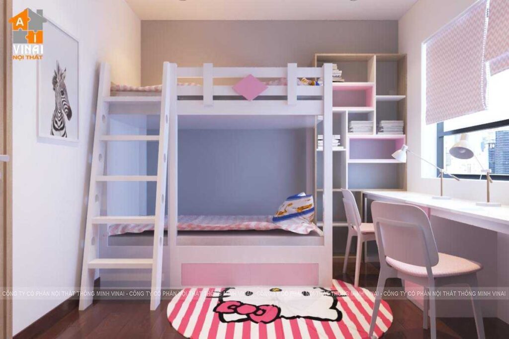 Nội thất phòng ngủ bé gái chung cư HD Mon City Mỹ Đình căn A2802-1