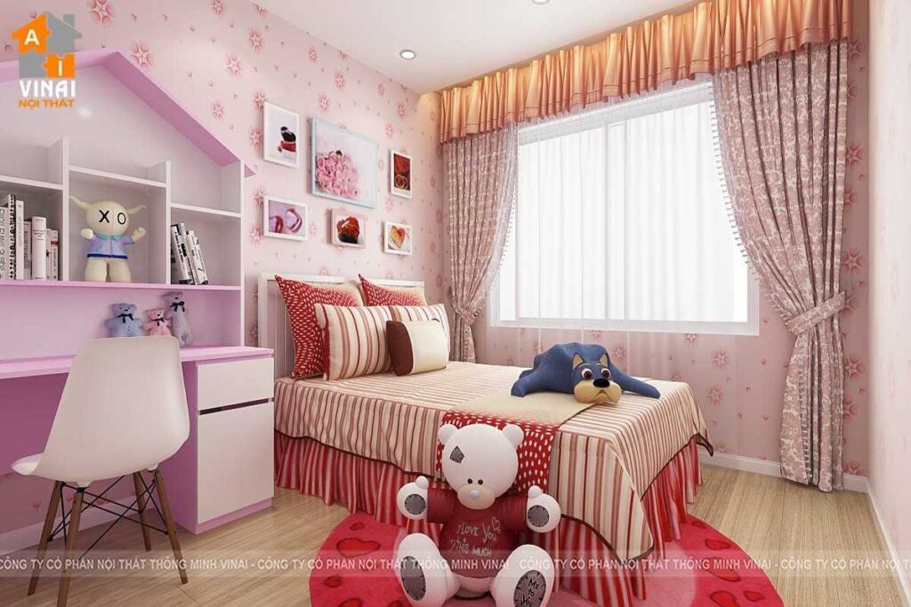Nội thất phòng ngủ bé gái chung cư Season Avenue S1 căn A101-1