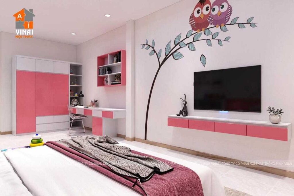 Nội thất phòng ngủ bé gái nhà liền kề Sky Garden Vĩnh Yên-3