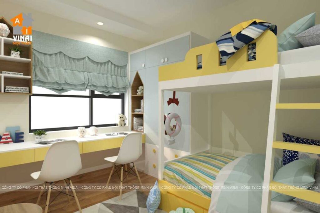 Nội thất phòng ngủ bé trai chung Cư Aland Complex Dương Nội căn B4-12-2