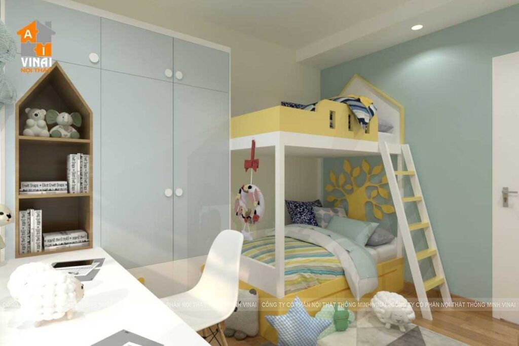 Nội thất phòng ngủ bé trai chung Cư Aland Complex Dương Nội căn B4-12-3