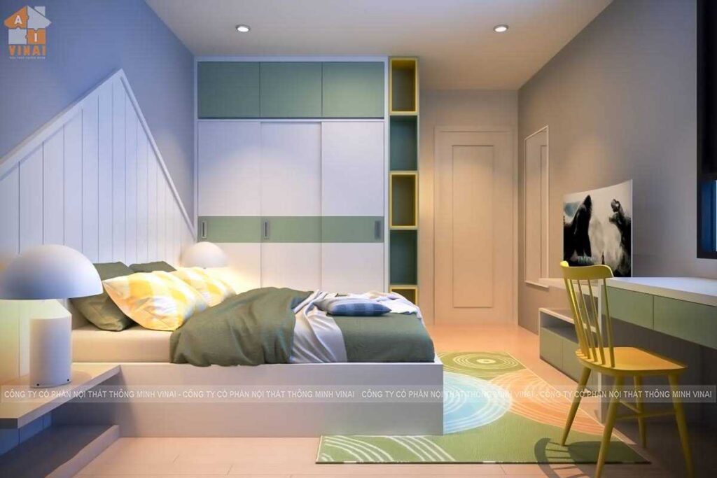 Nội thất phòng ngủ bé trai chung cư Ecogreen căn Ct3-C16