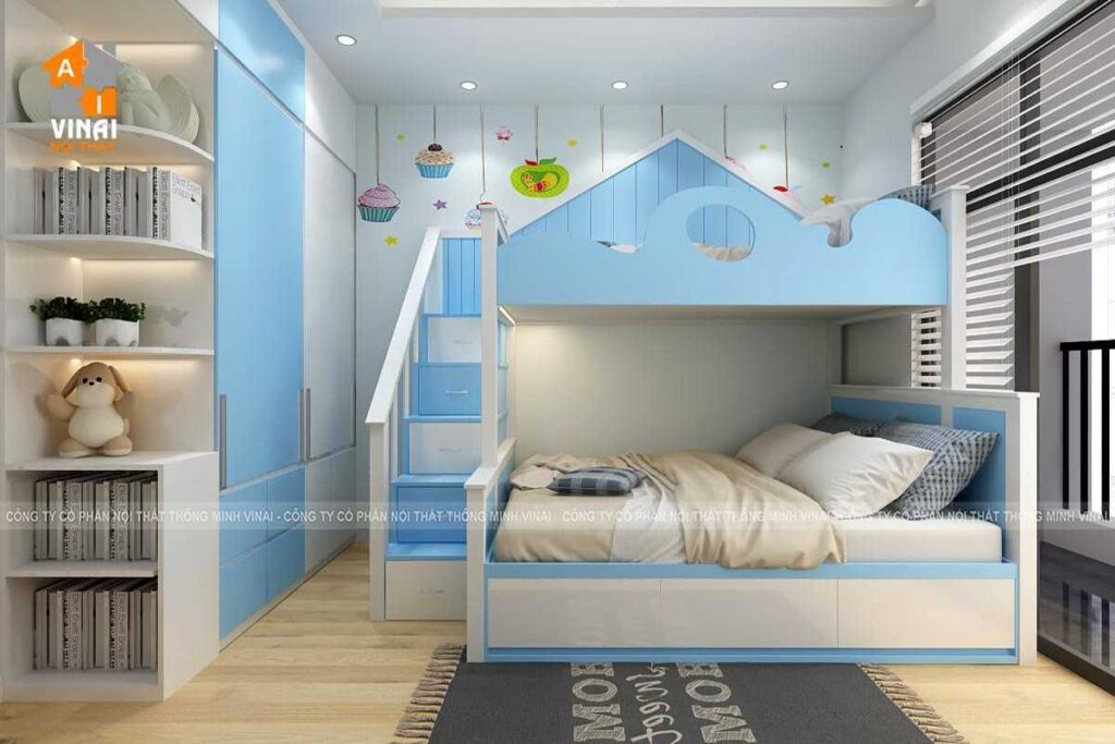 Nội thất phòng ngủ bé trai chung cư Mỹ Đình Plaza căn 07-01