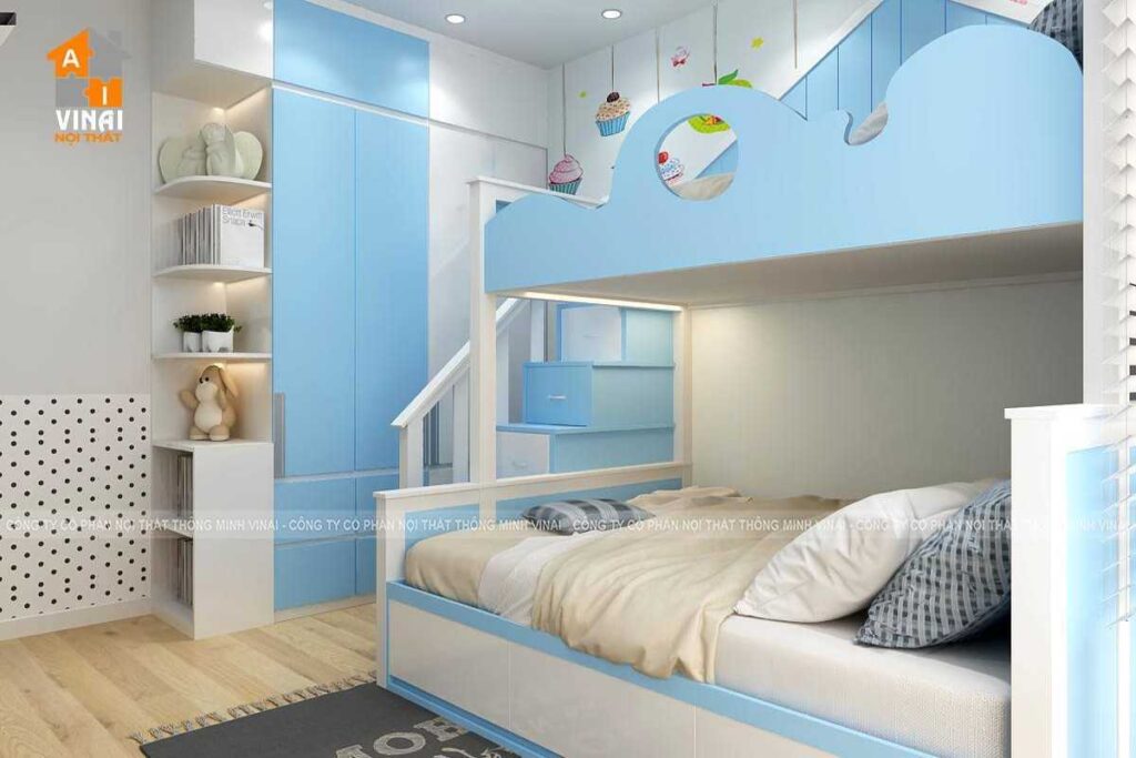 Nội thất phòng ngủ bé trai chung cư Mỹ Đình Plaza căn 07-03