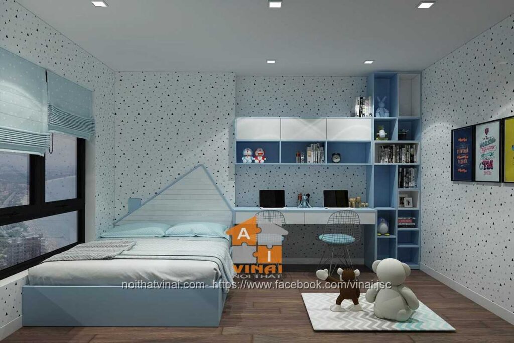 Nội thất phòng ngủ bé trai chung cư Sky Central 176 Định Công căn 3 ngủ-1