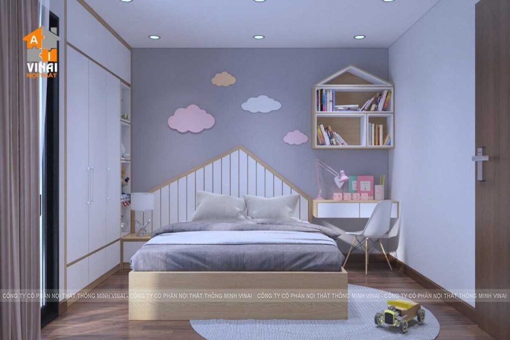 Nội thất phòng ngủ bé trai chung cư Sun Square Mỹ Đình căn 26A6-1