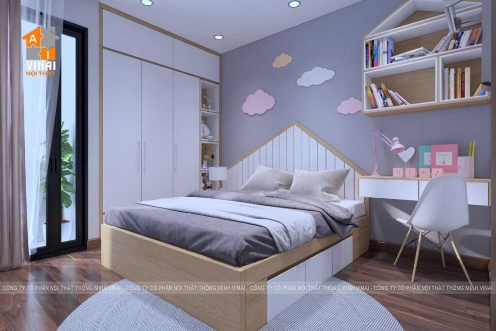 Nội thất phòng ngủ bé trai chung cư Sun Square Mỹ Đình căn 26A6-3