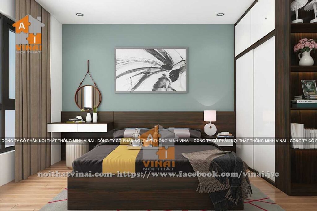 Nội thất phòng ngủ chung cu The Sun Mễ Trì căn 1404-1