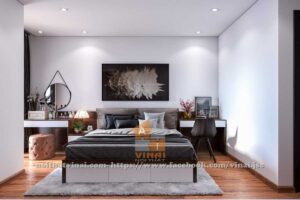 Nội thất phòng ngủ chung cư The Sun Mễ Trì căn 1702-1