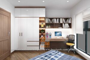 Nội thất phòng ngủ con chung cư CT8 Đình Thôn căn E2-18.8-2