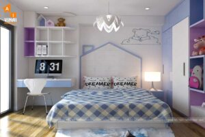 Nội thất phòng ngủ con gái chung cư VP4 Linh Đàm căn 9024PN-1