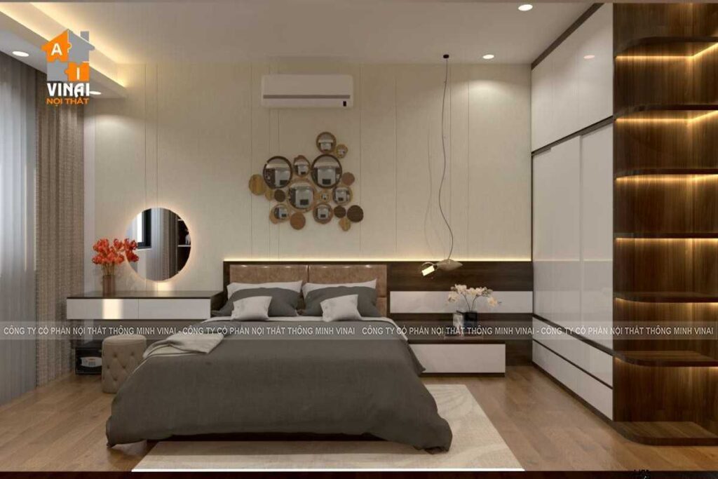 Nội thất phòng ngủ master chung cư Mỹ Đình Plaza căn 07-01