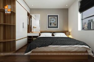 Nội thất phòng ngủ master chung cư Rainbow Văn Quán căn P1220-1