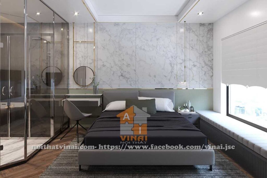 Nội thất phòng ngủ master chung cư Vinhomes Green Bay căn G3-3135-1