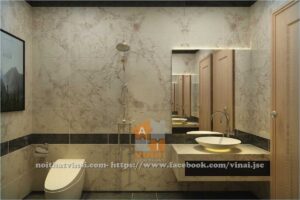 Nội thất phòng tắm chung cư VP5 Linh Đàm căn góc 2 ngủ