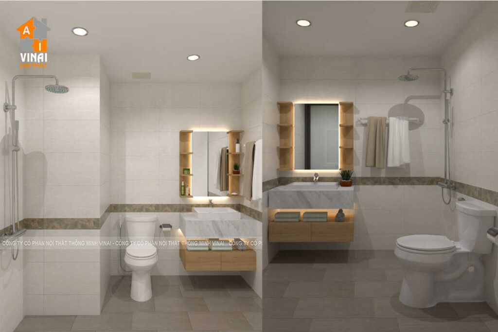 Nội thất phòng tắm chung cư Mỹ Đình Plaza căn 07