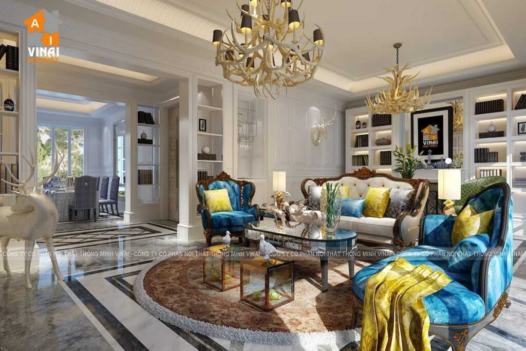 Nội thất tân cổ điển biệt thự Nam Vĩnh Yên -1