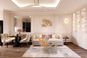 Nội thất tân cổ điển phòng khách chung cư VCI căn A1812-1