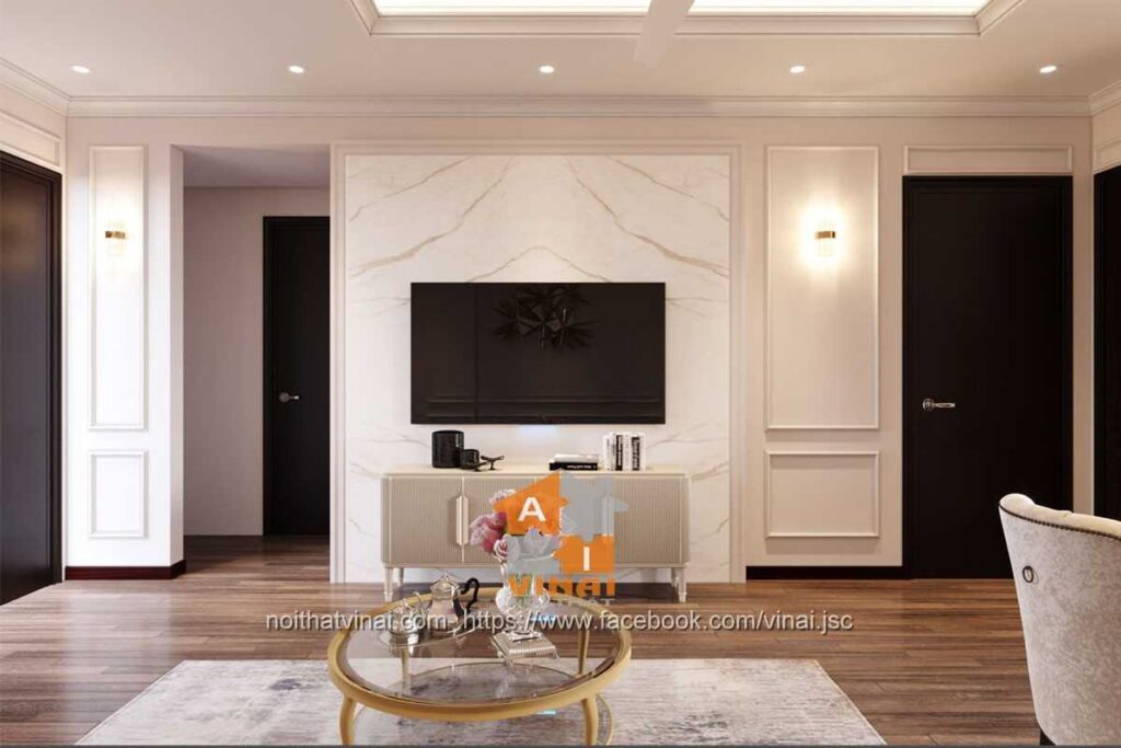 Nội thất tân cổ điển phòng khách chung cư VCI căn A1812-4