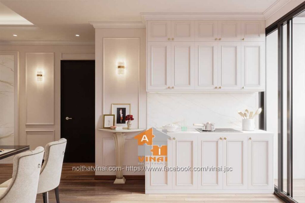 Nội thất tân cổ điển phòng bếp chung cư VCI căn A1812-2