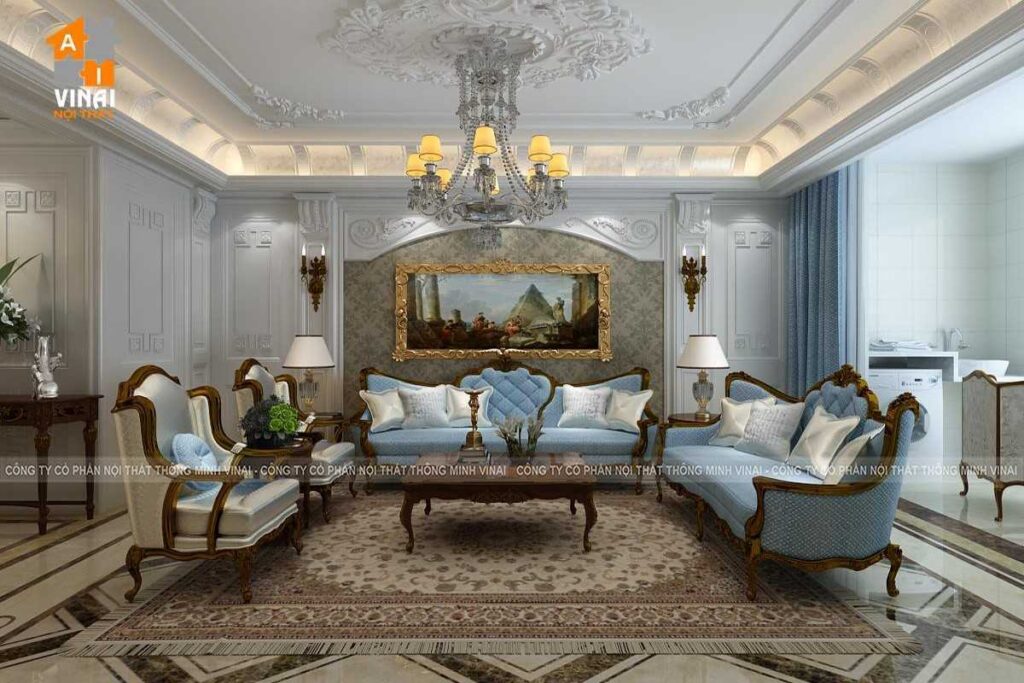 Nội thất tân cổ điển phòng khách biệt thự VCI Moutain View-1