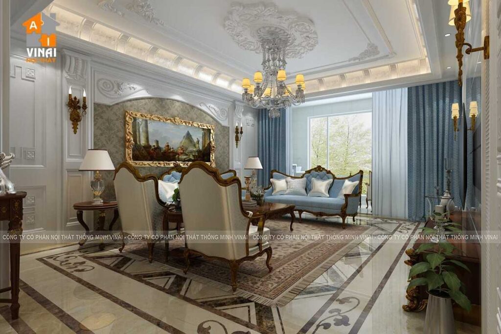 Nội thất tân cổ điển phòng khách biệt thự VCI Moutain View-2