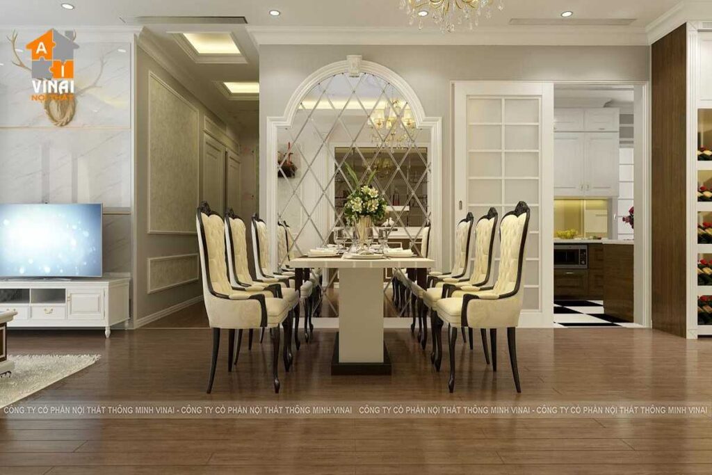 Nội thất tân cổ điển phòng khách chung cư Madarin 2-6