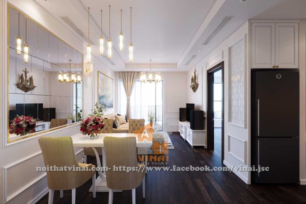 Nội thất tân cổ điển phòng khách chung cư Roman Plaza Hà Đông-3