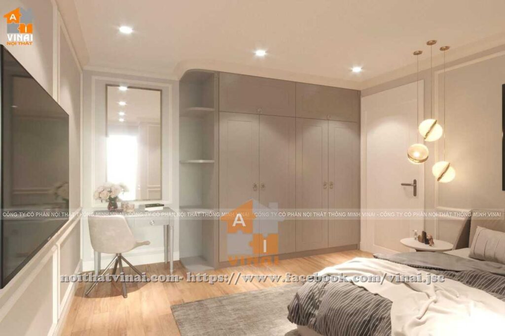 Nội thất tân cổ điển phòng ngủ chung cư CT8- Đình Thôn căn E2-22.9-2