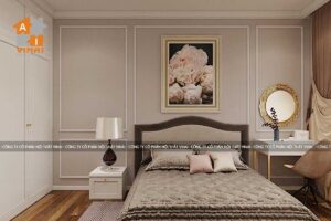 Nội thất tân cổ điển phòng ngủ chung cư Dcapital căn C704-2PN-1