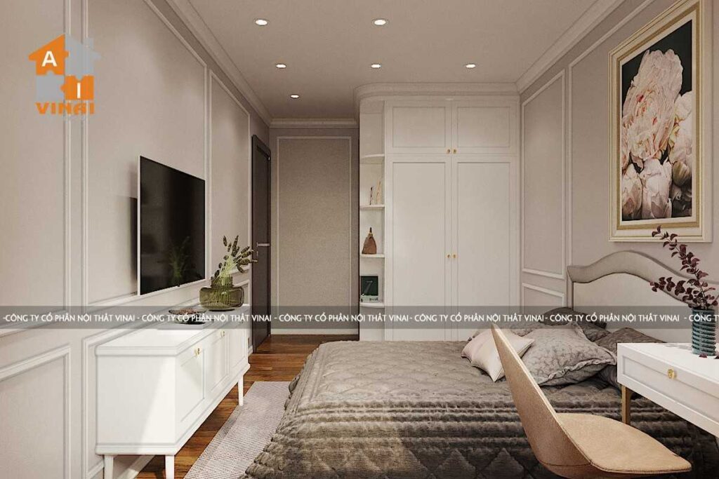 Nội thất tân cổ điển phòng ngủ chung cư Dcapital căn C704-2PN-2