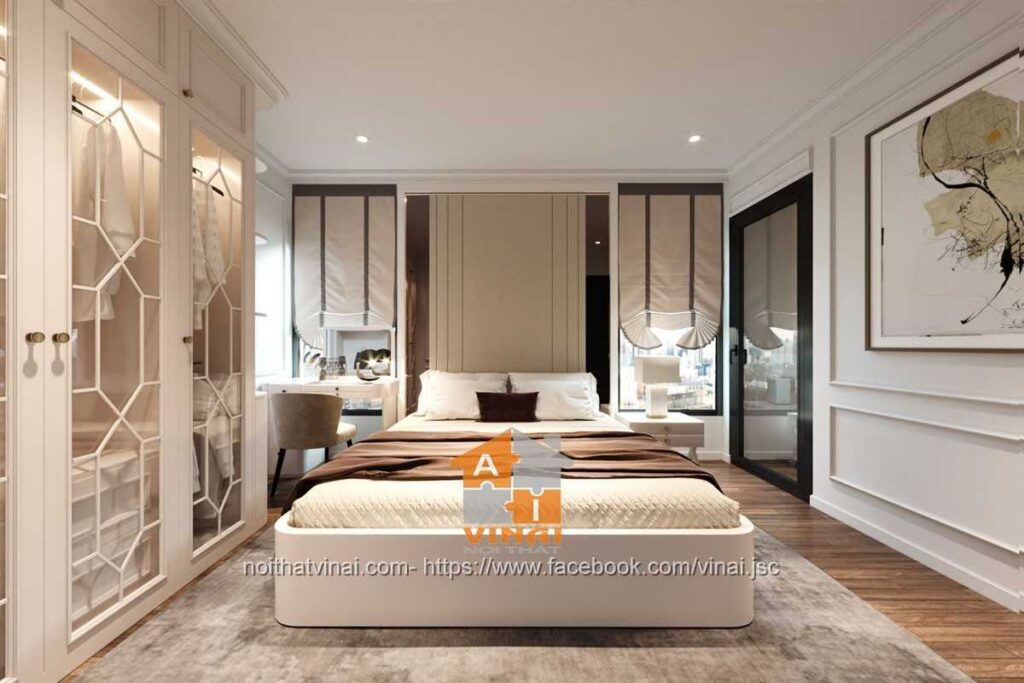 Nội thất tân cổ điển phòng ngủ chung cư VCI căn A1812-1